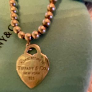 Return to Tiffany Heart Tag Bead Necklace. 16” long. Sterling silver,